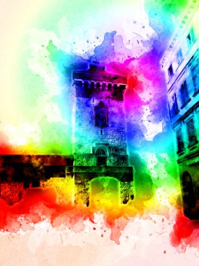 Eski şehir Krakow sanat illüstrasyonları antika