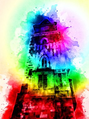 Eski şehir Krakow sanat illüstrasyonları antika