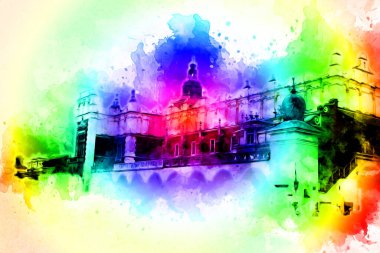 Eski şehir Krakow sanat illüstrasyonları antika