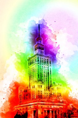 Varşova şehir manzarası dış sanat çizimi çizimi