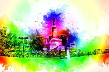 Varşova şehir manzarası dış sanat çizimi çizimi