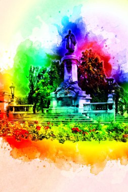 Varşova şehir manzarası dış sanat çizimi çizimi