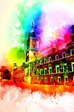 Varşova şehir manzarası dış sanat çizimi çizimi