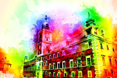 Varşova şehir manzarası dış sanat çizimi çizimi