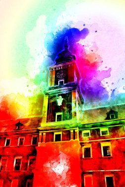 Varşova şehir manzarası dış sanat çizimi çizimi