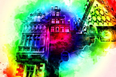 Wroclaw City Poland antika sanat eskizi çizimi