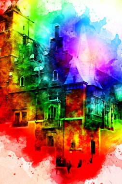 Wroclaw City Poland antika sanat eskizi çizimi