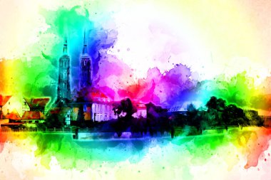 Wroclaw City Poland antika sanat eskizi çizimi