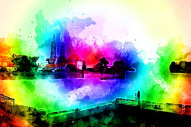 Wroclaw City Poland antika sanat eskizi çizimi