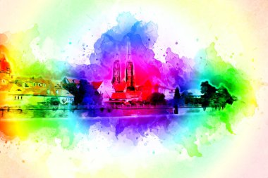 Wroclaw City Poland antika sanat eskizi çizimi