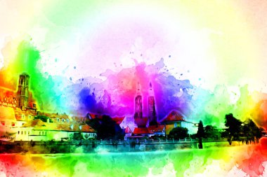 Wroclaw City Poland antika sanat eskizi çizimi