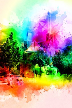 Wroclaw City Poland antika sanat eskizi çizimi