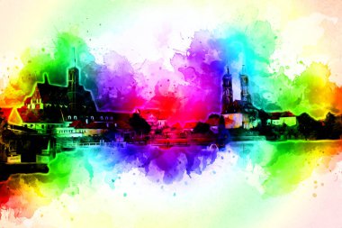 Wroclaw City Poland antika sanat eskizi çizimi