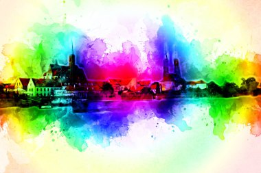 Wroclaw City Poland antika sanat eskizi çizimi