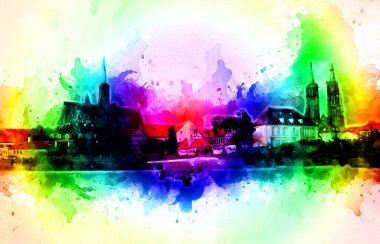 Wroclaw City Poland antika sanat eskizi çizimi