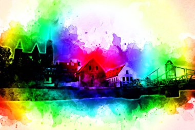 Wroclaw City Poland antika sanat eskizi çizimi