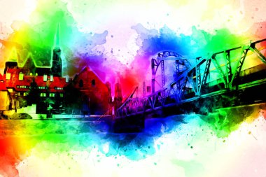 Wroclaw City Poland antika sanat eskizi çizimi