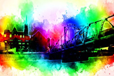 Wroclaw City Poland antika sanat eskizi çizimi