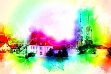 Wroclaw City Poland antika sanat eskizi çizimi