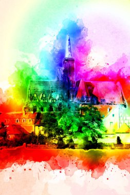 Wroclaw City Poland antika sanat eskizi çizimi