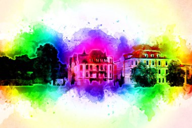 Wroclaw City Poland antika sanat eskizi çizimi