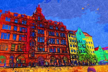 Berlin 'in mavi gökyüzüne bakan birçok penceresi olan köşesi.