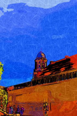 Berlin 'in mavi gökyüzüne bakan birçok penceresi olan köşesi.