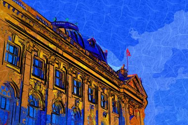 Berlin konut ön cephesi - ev dış eski antika antika