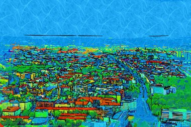 Berlin gökdeleni TV kulesi ve günbatımında Spree nehri, Almanya