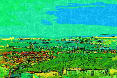 Berlin gökdeleni TV kulesi ve günbatımında Spree nehri, Almanya