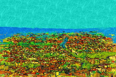 Berlin gökdeleni TV kulesi ve günbatımında Spree nehri, Almanya