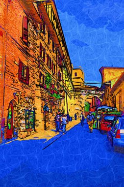 Tarihi Assisi, Umbria, İtalya 'da antik bir ara sokak.