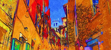 Tarihi Assisi, Umbria, İtalya 'da antik bir ara sokak.