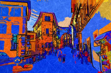 Tarihi Assisi, Umbria, İtalya 'da antik bir ara sokak.