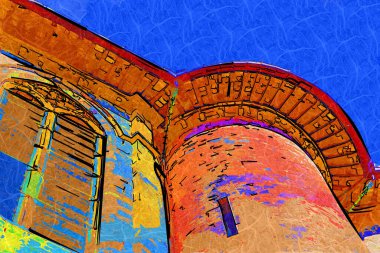 Şehir manzarası Assisi bazilikası ve manastır İtalya klasik retro