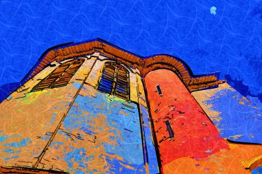 Şehir manzarası Assisi bazilikası ve manastır İtalya klasik retro