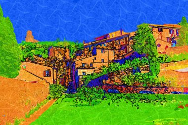 Şehir manzarası Assisi bazilikası ve manastır İtalya klasik retro