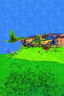 Şehir manzarası Assisi bazilikası ve manastır İtalya klasik retro