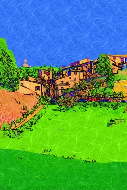 Şehir manzarası Assisi bazilikası ve manastır İtalya klasik retro