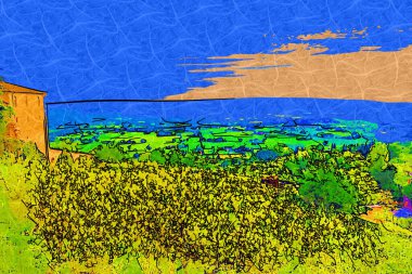 Şehir manzarası Assisi bazilikası ve manastır İtalya klasik retro