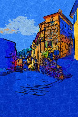 Şehir manzarası Assisi bazilikası ve manastır İtalya klasik retro