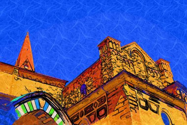 Eski şehir Firenze İtalya 'nın merkezinde mimar ve restoranlar