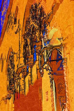 Eski şehir Firenze İtalya 'nın merkezinde mimar ve restoranlar