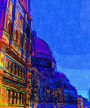 Florence Duomo, İtalya. Santa Maria del Fiore Katedrali (Çiçekli Aziz Mary Bazilikası). Gündüz şehri