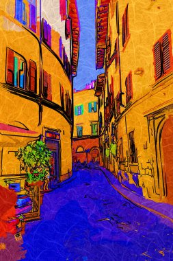 Floransa, Toskana 'da dar bir cadde. İtalya fotoğraf klasikleri