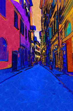 Floransa, Toskana 'da dar bir cadde. İtalya fotoğraf klasikleri