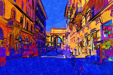 Floransa, Toskana 'da dar bir cadde. İtalya fotoğraf klasikleri