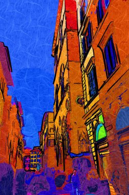 Floransa, Toskana 'da dar bir cadde. İtalya fotoğraf klasikleri