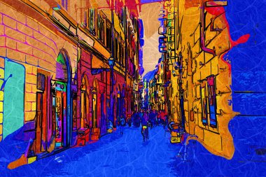 Floransa, Toskana 'da dar bir cadde. İtalya fotoğraf klasikleri