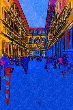 Floransa, Toskana 'da dar bir cadde. İtalya fotoğraf klasikleri